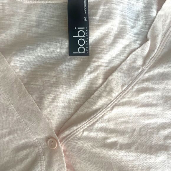 Bobi Los Angeles | Slub Top Pink Long Sleeve Button Down Size M Retail $66 - Picture 2 of 9